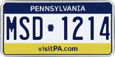 PA license plate MSD1214