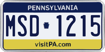 PA license plate MSD1215