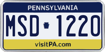 PA license plate MSD1220
