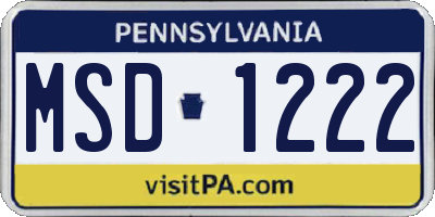 PA license plate MSD1222