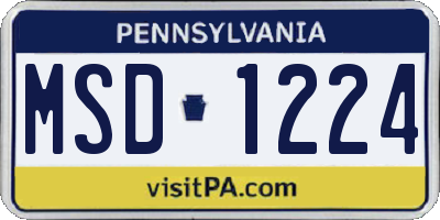PA license plate MSD1224