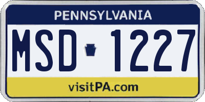PA license plate MSD1227