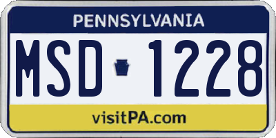 PA license plate MSD1228