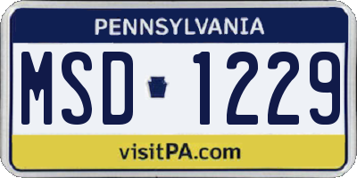 PA license plate MSD1229