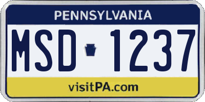 PA license plate MSD1237