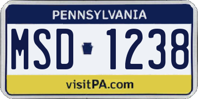 PA license plate MSD1238