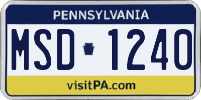 PA license plate MSD1240