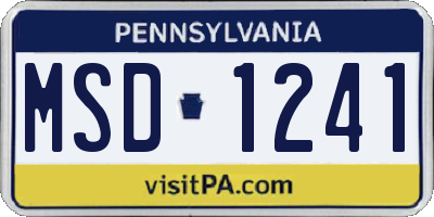 PA license plate MSD1241