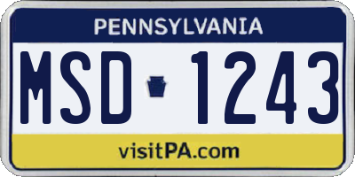 PA license plate MSD1243