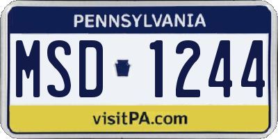 PA license plate MSD1244