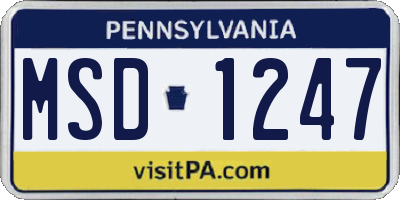 PA license plate MSD1247