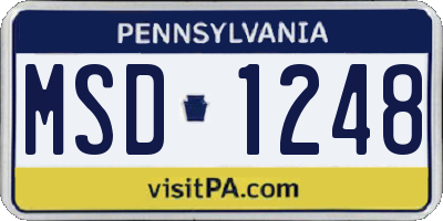 PA license plate MSD1248