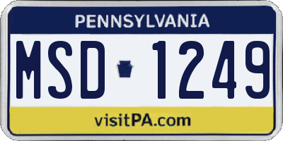 PA license plate MSD1249