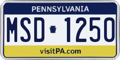PA license plate MSD1250