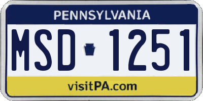 PA license plate MSD1251