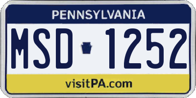 PA license plate MSD1252