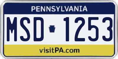 PA license plate MSD1253