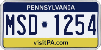 PA license plate MSD1254