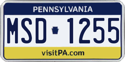 PA license plate MSD1255