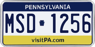 PA license plate MSD1256