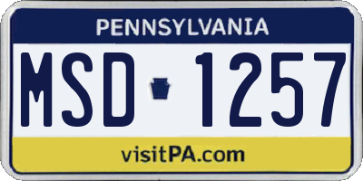 PA license plate MSD1257