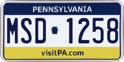 PA license plate MSD1258