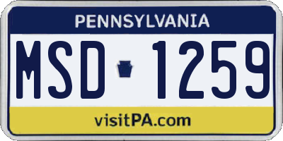PA license plate MSD1259