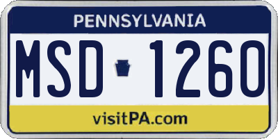 PA license plate MSD1260