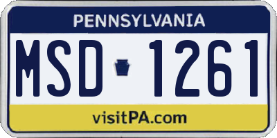 PA license plate MSD1261