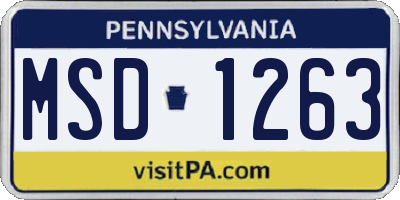 PA license plate MSD1263