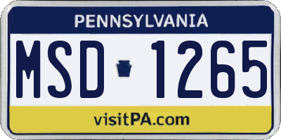PA license plate MSD1265