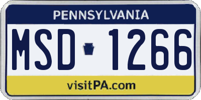 PA license plate MSD1266