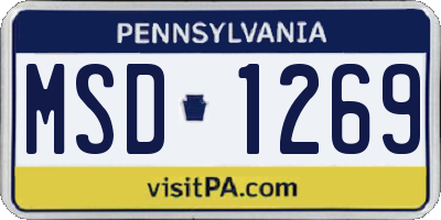 PA license plate MSD1269
