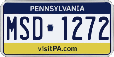 PA license plate MSD1272