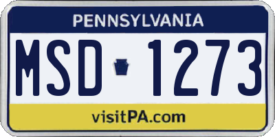 PA license plate MSD1273