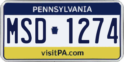PA license plate MSD1274