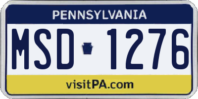 PA license plate MSD1276