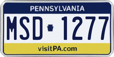 PA license plate MSD1277