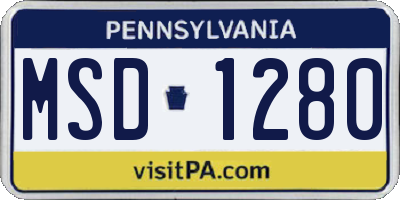 PA license plate MSD1280