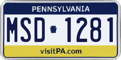 PA license plate MSD1281