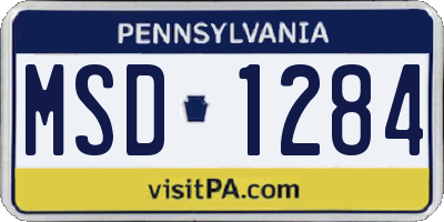PA license plate MSD1284