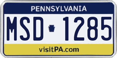 PA license plate MSD1285