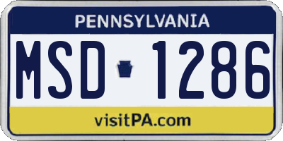 PA license plate MSD1286