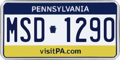 PA license plate MSD1290