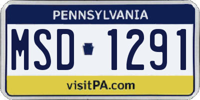 PA license plate MSD1291