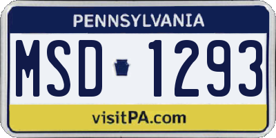 PA license plate MSD1293