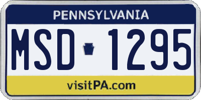 PA license plate MSD1295