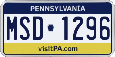 PA license plate MSD1296
