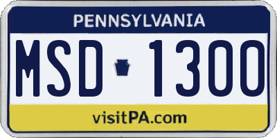 PA license plate MSD1300