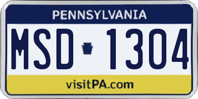 PA license plate MSD1304